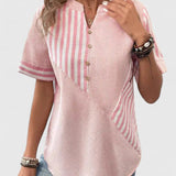 Dames blouse met plooidetails en korte mouwen