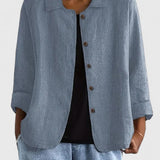 Dames blouse met knoopsluiting en driekwart mouwen