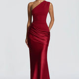 One-Shoulder Maxi Jurk met Drapering