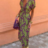 Dames Maxi Jurk met Bloemenprint en V-Hals