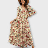 Dames Maxi Jurk met Bloemenprint en V-Hals