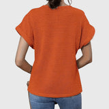 Dames blouse met gehaakt voorpand en korte mouwen