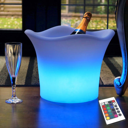 Luxe kleurveranderende LED ijsemmer – Elegante en draagbare koeler met verlichting, ideaal voor het koelen van drankjes en het creëren van sfeer op feestjes.
