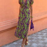 Dames Maxi Jurk met Bloemenprint en V-Hals