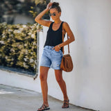 Denim Shorts met Omgeslagen Zoom