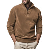 Fleece trui met opstaande kraag en halve rits