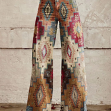 Dames broek met bohemian print en wijde pijpen