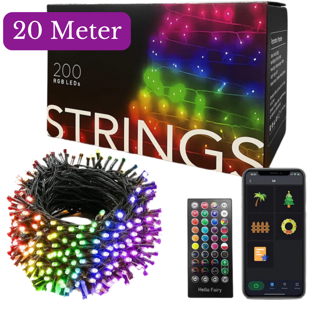 MultiGlow kerstverlichting – sfeervolle en kleurrijke feestverlichting die je ruimte transformeert. Ideaal voor kerstdecoratie, met heldere lichten die een gezellige sfeer creëren.