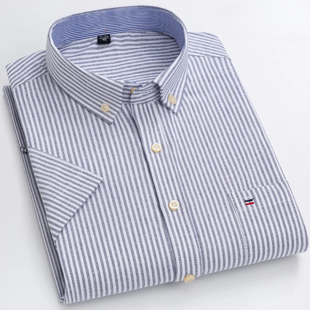 Stefen klassiek katoenen overhemd voor heren – slim-fit met stijlvol patroon, ademend en comfortabel, ideaal voor werk, casual of feestelijke gelegenheden.