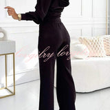 Tweedelige Lounge Set met Ritsvest en Wijde Broek