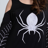 Halloween mini jurk – gothic spin kostuum voor dames, speels en comfortabel ontwerp met spinnendetails, perfect voor Halloween en verkleedfeesten.
