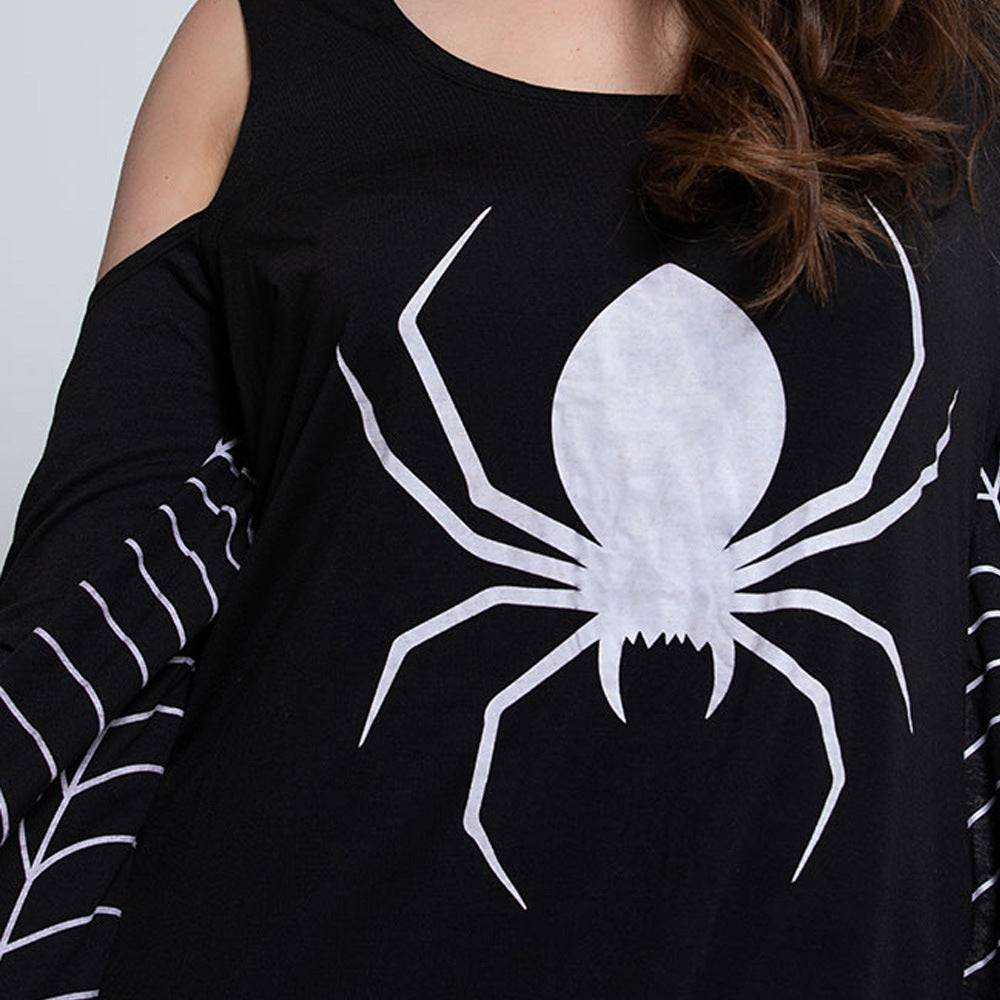 Halloween mini jurk – gothic spin kostuum voor dames, speels en comfortabel ontwerp met spinnendetails, perfect voor Halloween en verkleedfeesten.