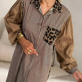 Patchwork Maxi Jurk met Luipaardprint