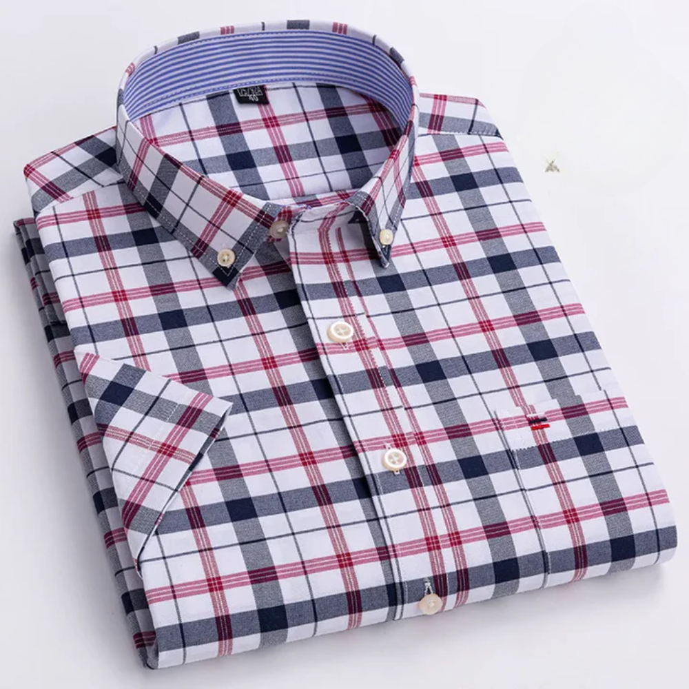 Stefen klassiek katoenen overhemd voor heren – slim-fit met stijlvol patroon, ademend en comfortabel, ideaal voor werk, casual of feestelijke gelegenheden.