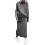 Tweedelige coltrui en maxi-rok set voor dames – elegante en comfortabele outfit voor elke gelegenheid, met een verfijnde en stijlvolle uitstraling.