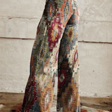 Dames broek met bohemian print en wijde pijpen