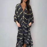 Dames Maxi Jurk met Geometrische Print en V-Hals