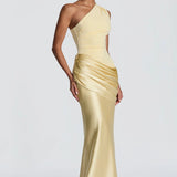 One-Shoulder Maxi Jurk met Drapering