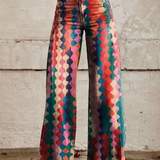 Dames broek met geometrische print en wijde pijpen