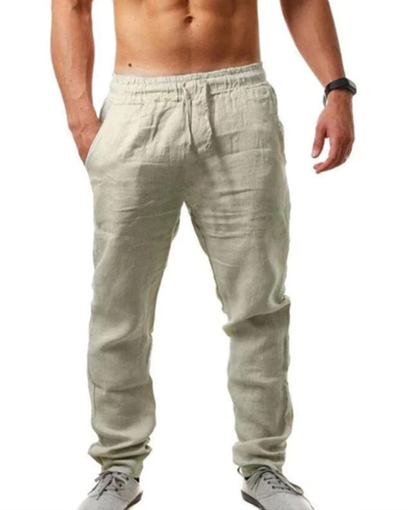 Comfortabele Linnen Zomerbroek voor Heren – Lichte en ademende linnen broek, ideaal voor warme zomerdagen. Deze stijlvolle zomerbroek biedt ultiem comfort en een relaxte pasvorm, perfect voor casual buitenactiviteiten of vakantie-uitstapjes.