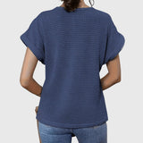 Dames blouse met gehaakt voorpand en korte mouwen