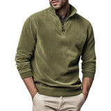 Fleece trui met opstaande kraag en halve rits