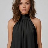 Halter Mini Jurk met Gelaagde Volantzoom