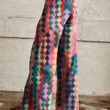 Dames broek met geometrische print en wijde pijpen
