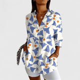 Dames blouse met botanische print en knoopsluiting