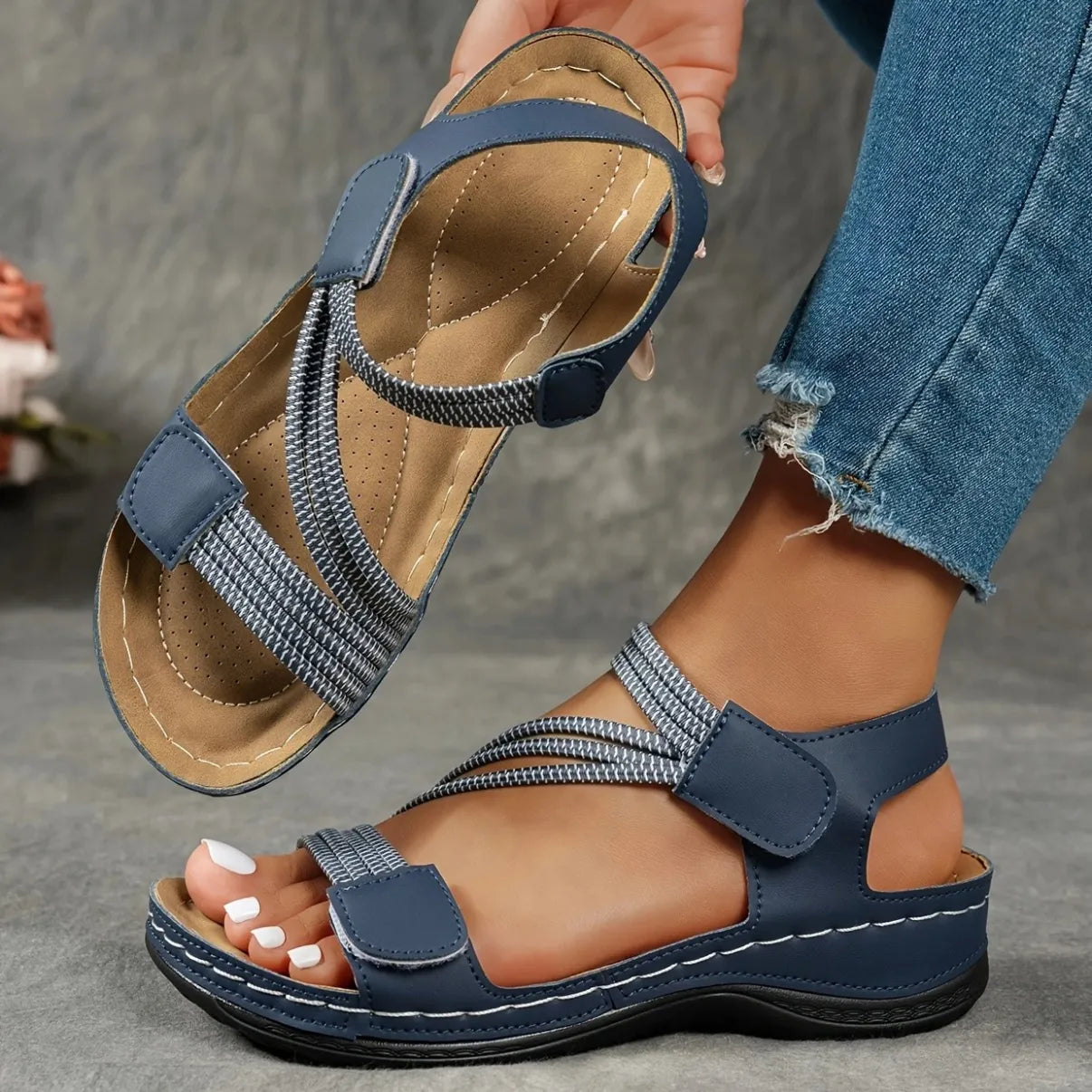 Dames Sandalen met Plateauzool en Klittenbandsluiting
