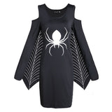 Halloween mini jurk – gothic spin kostuum voor dames, speels en comfortabel ontwerp met spinnendetails, perfect voor Halloween en verkleedfeesten.
