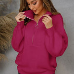 Casual dames sweater met halve rits, comfortabel en stijlvol voor dagelijks gebruik.