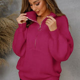 Casual dames sweater met halve rits, comfortabel en stijlvol voor dagelijks gebruik.
