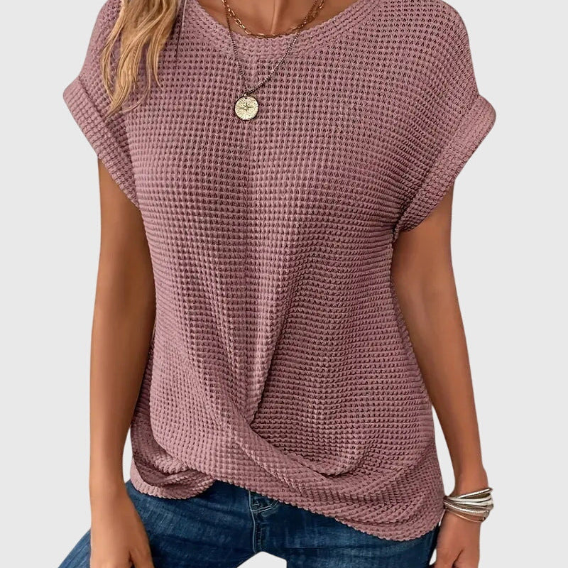 Dames blouse met structuur en korte mouwen