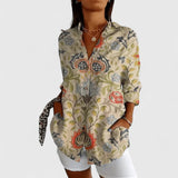 Dames blouse met botanische print en knoopsluiting