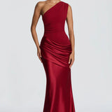One-Shoulder Maxi Jurk met Drapering