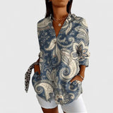 Dames blouse met botanische print en knoopsluiting