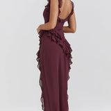 One-Shoulder Maxi Jurk met Volantdetails