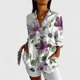 Dames blouse met botanische print en knoopsluiting