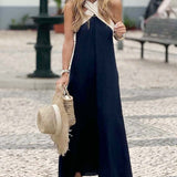 Elegante Maxi Jurk met Open Rug