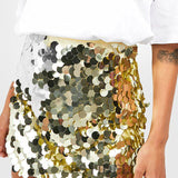 Glitter Pailletten Mini Rok met Hoge Taille