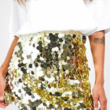 Glitter Pailletten Mini Rok met Hoge Taille