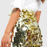 Glitter Pailletten Mini Rok met Hoge Taille