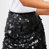 Glitter Pailletten Mini Rok met Hoge Taille