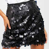 Glitter Pailletten Mini Rok met Hoge Taille