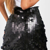 Glitter Pailletten Mini Rok met Hoge Taille