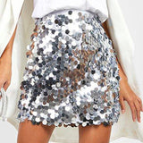 Glitter Pailletten Mini Rok met Hoge Taille