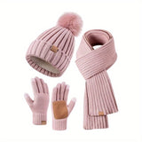 Fenna 3-in-1 winterset – warme gebreide muts, sjaal en handschoenen voor kinderen, zachte en comfortabele set ideaal voor koude winterdagen.