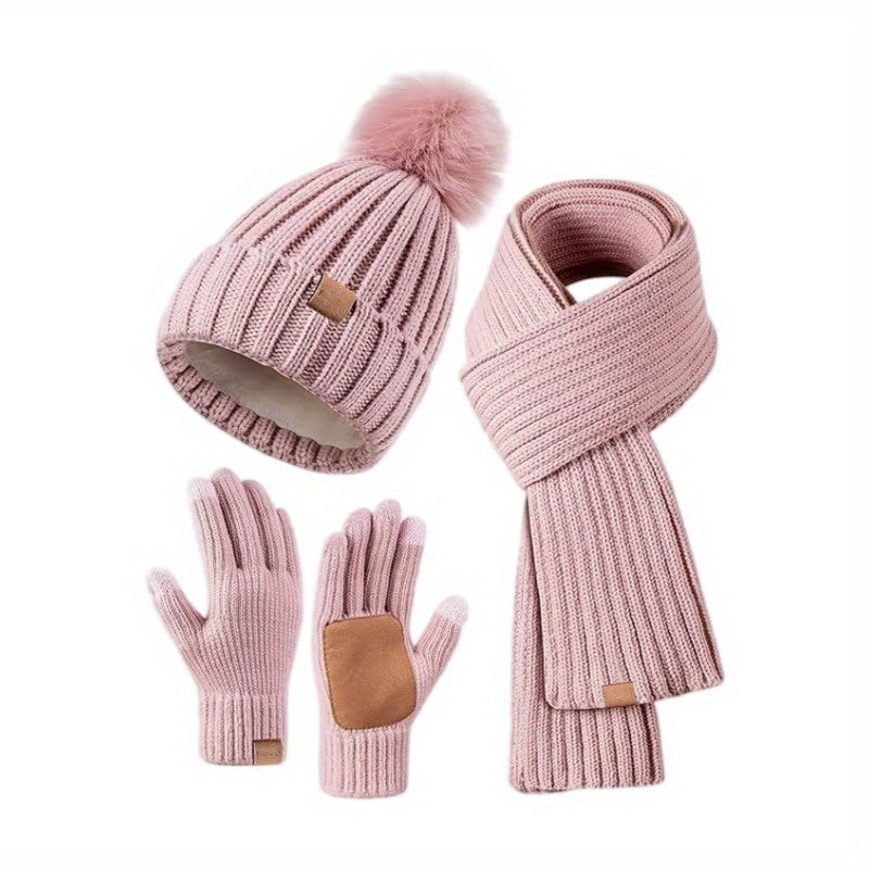 Fenna 3-in-1 winterset – warme gebreide muts, sjaal en handschoenen voor kinderen, zachte en comfortabele set ideaal voor koude winterdagen.