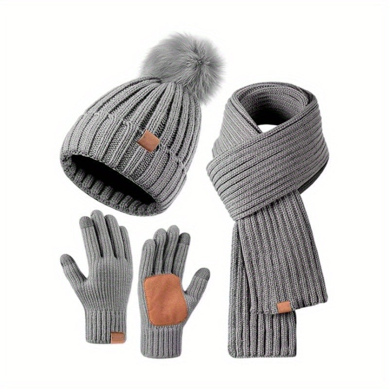 Fenna 3-in-1 winterset – warme gebreide muts, sjaal en handschoenen voor kinderen, zachte en comfortabele set ideaal voor koude winterdagen.